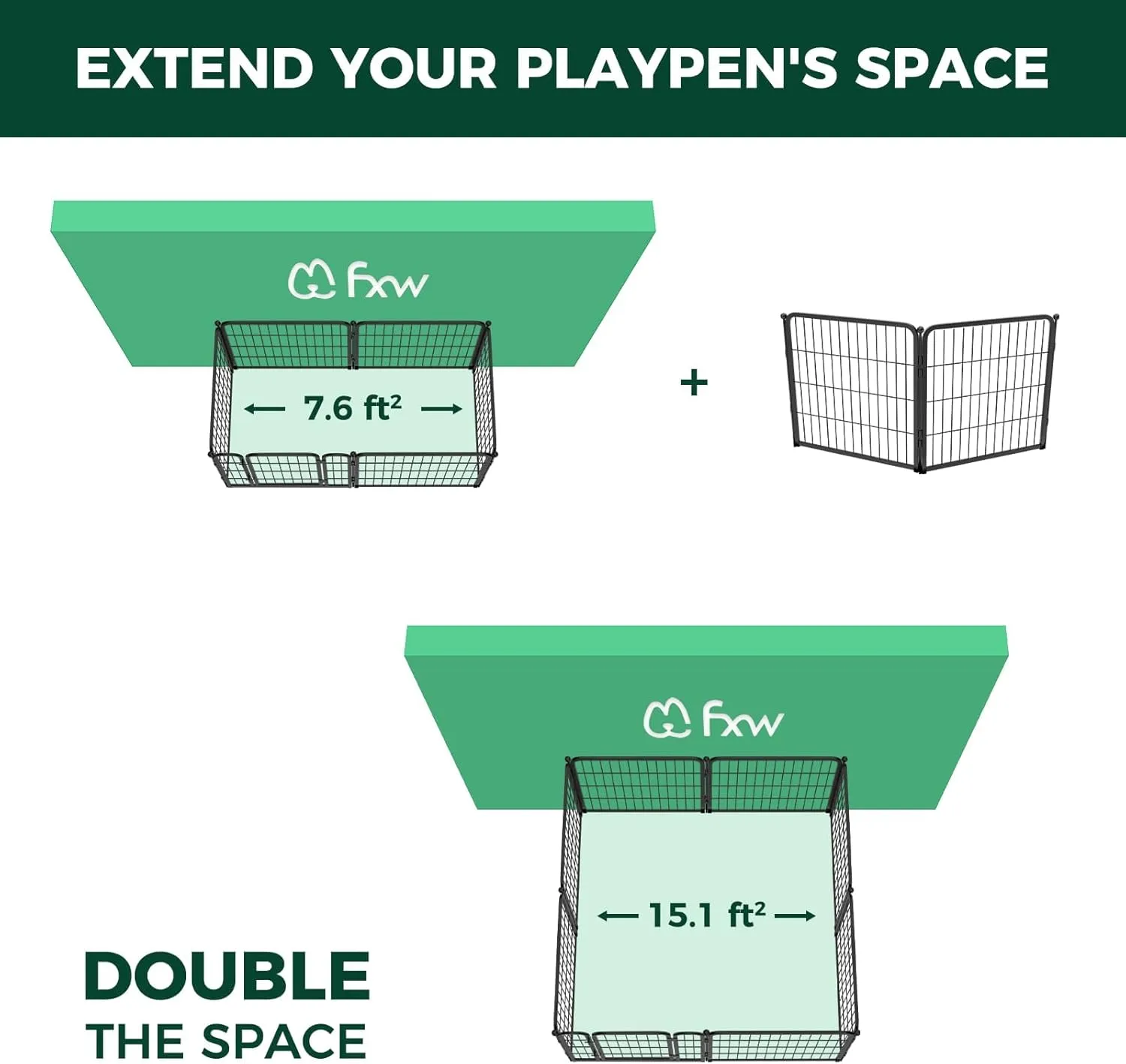 FXW Homeplus Dog Playpen for Indoor Use - Stress-Free and Safe Play, Heavy Duty 24 Inch 2 Panels Dog Pen for Puppies and Small Dogs, BlackPatented