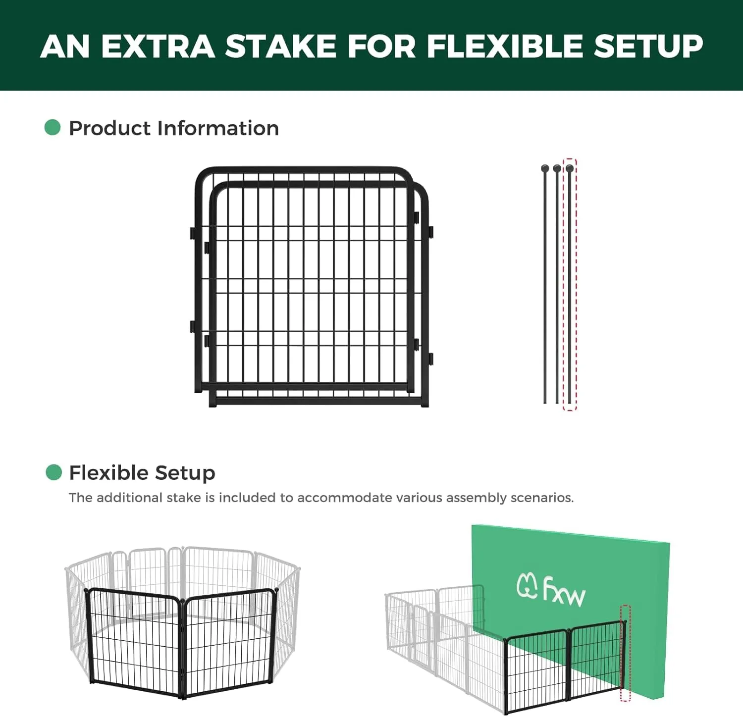 FXW Homeplus Dog Playpen for Indoor Use - Stress-Free and Safe Play, Heavy Duty 24 Inch 2 Panels Dog Pen for Puppies and Small Dogs, BlackPatented