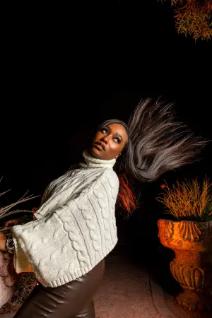 Hittin Cropped Cable Knit Sweater