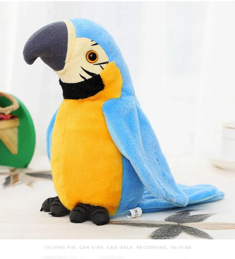 Interactive Talking Parrot Plush Toy with Sounds and Music Fun