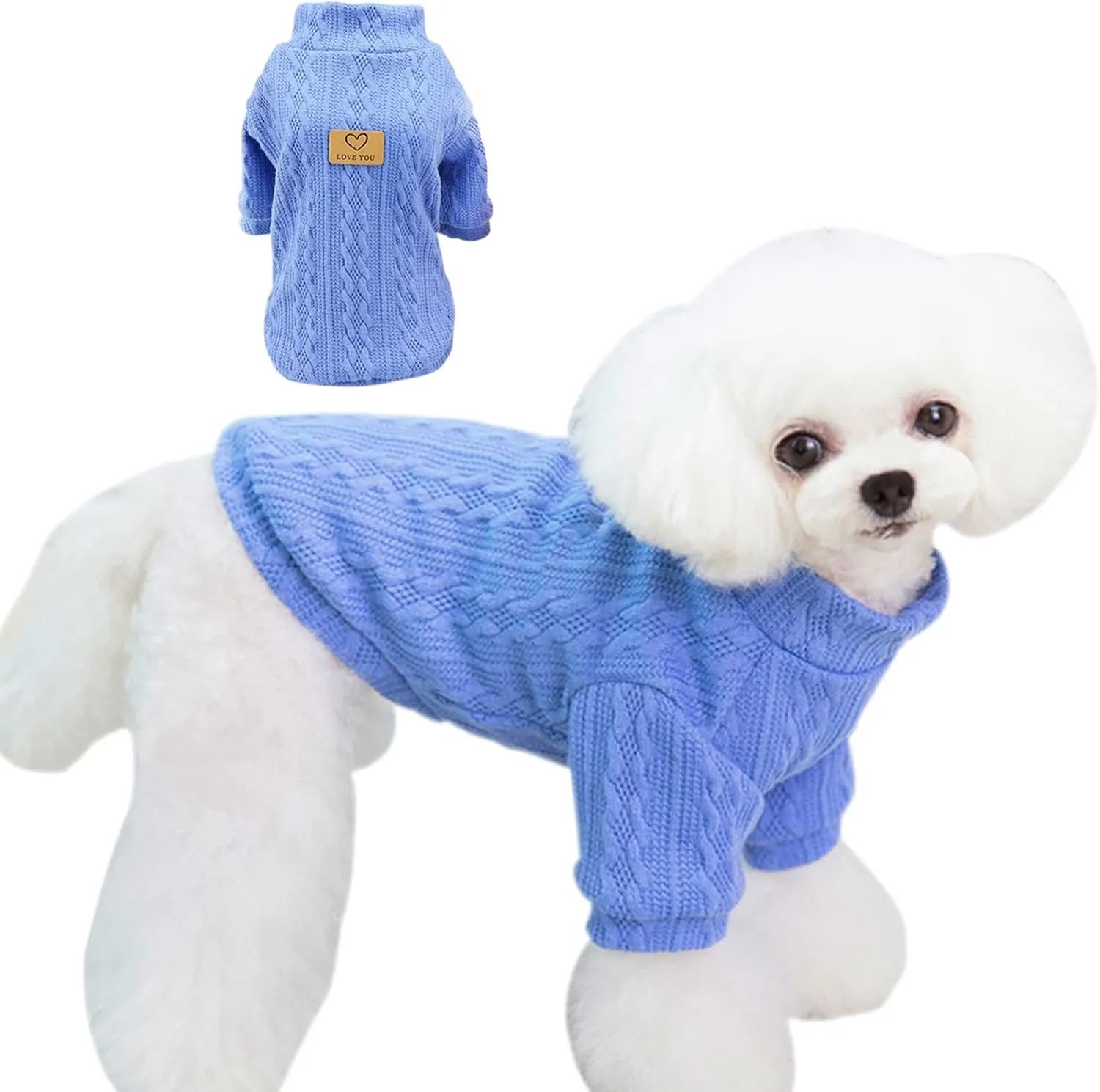 Jecikelon Small Knitted Dog Sweater Warm Puppy Winter Clothes Doggie Pullover Sweaters Pet Knitwear (Blue1, X-Small)