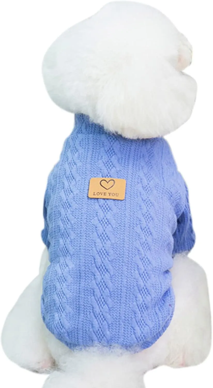 Jecikelon Small Knitted Dog Sweater Warm Puppy Winter Clothes Doggie Pullover Sweaters Pet Knitwear (Blue1, X-Small)