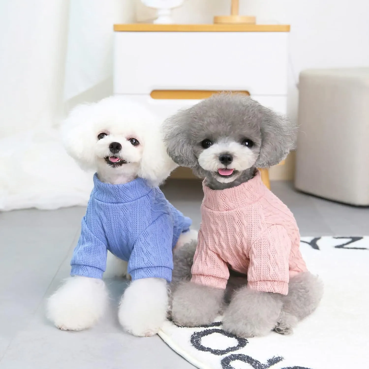 Jecikelon Small Knitted Dog Sweater Warm Puppy Winter Clothes Doggie Pullover Sweaters Pet Knitwear (Blue1, X-Small)