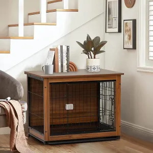 Large Dog Crate Furniture, Wooden Dog Crate Furniture with Door, Indoor Pet Crate Dog Kennel with Removable Tray Heavy Duty Dog Crate for Large Medium Dog 78 X 56 X 65 cm