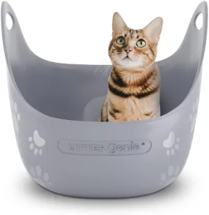 Litter Genie Cat Litter Box | Made with Flexible, Soft Plastic | Features High-Walls and Handles for Privacy and Portability