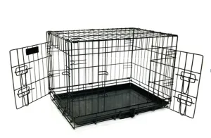 Mclovin's Pet Double Door Folding Metal Dog Crate - Black - 48" Inches