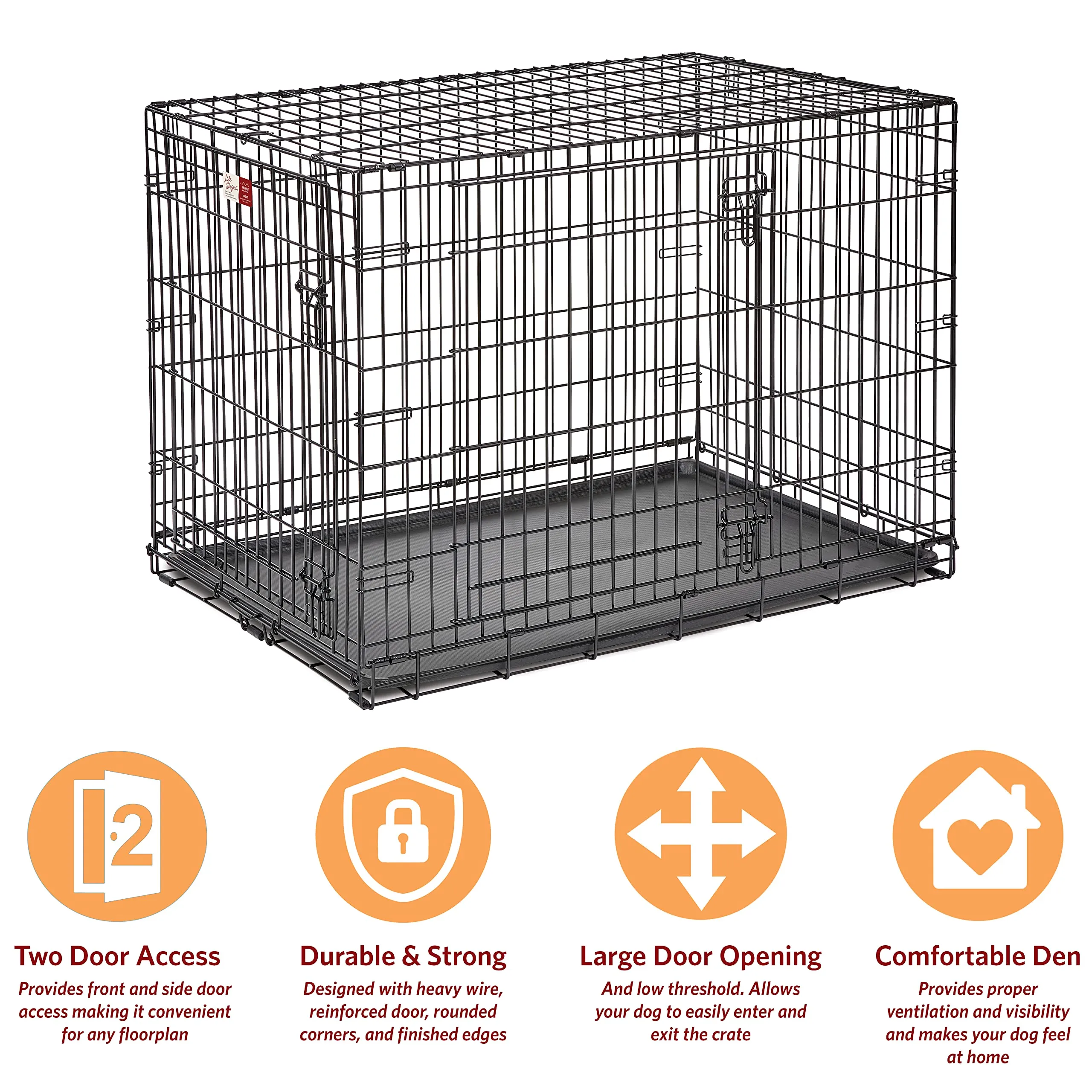 Midwest Contour Metal Folding Double Door Dog Crate - 22" X 13" X 16" Inches