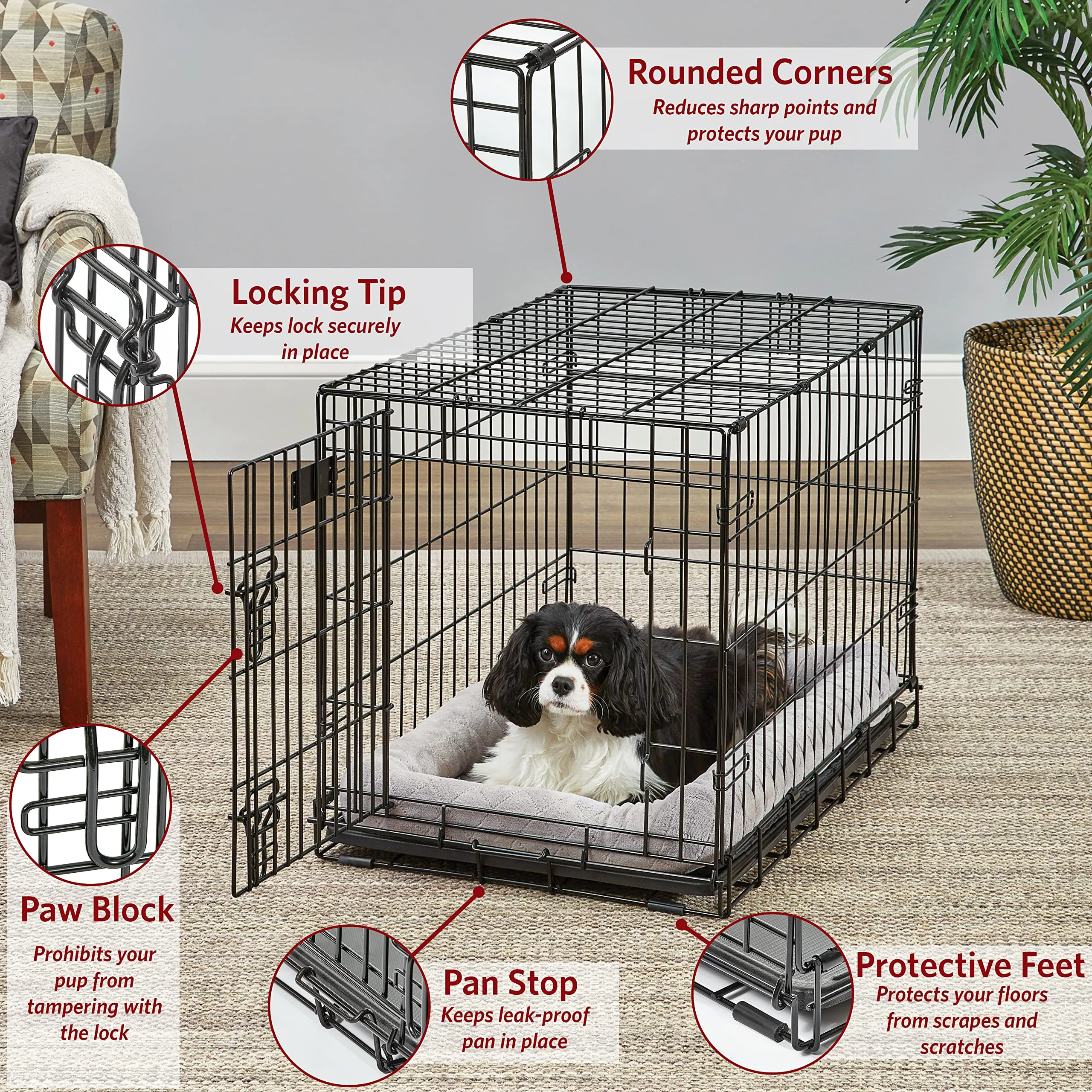 Midwest Contour Metal Folding Double Door Dog Crate - 30" X 19" X 21" Inches