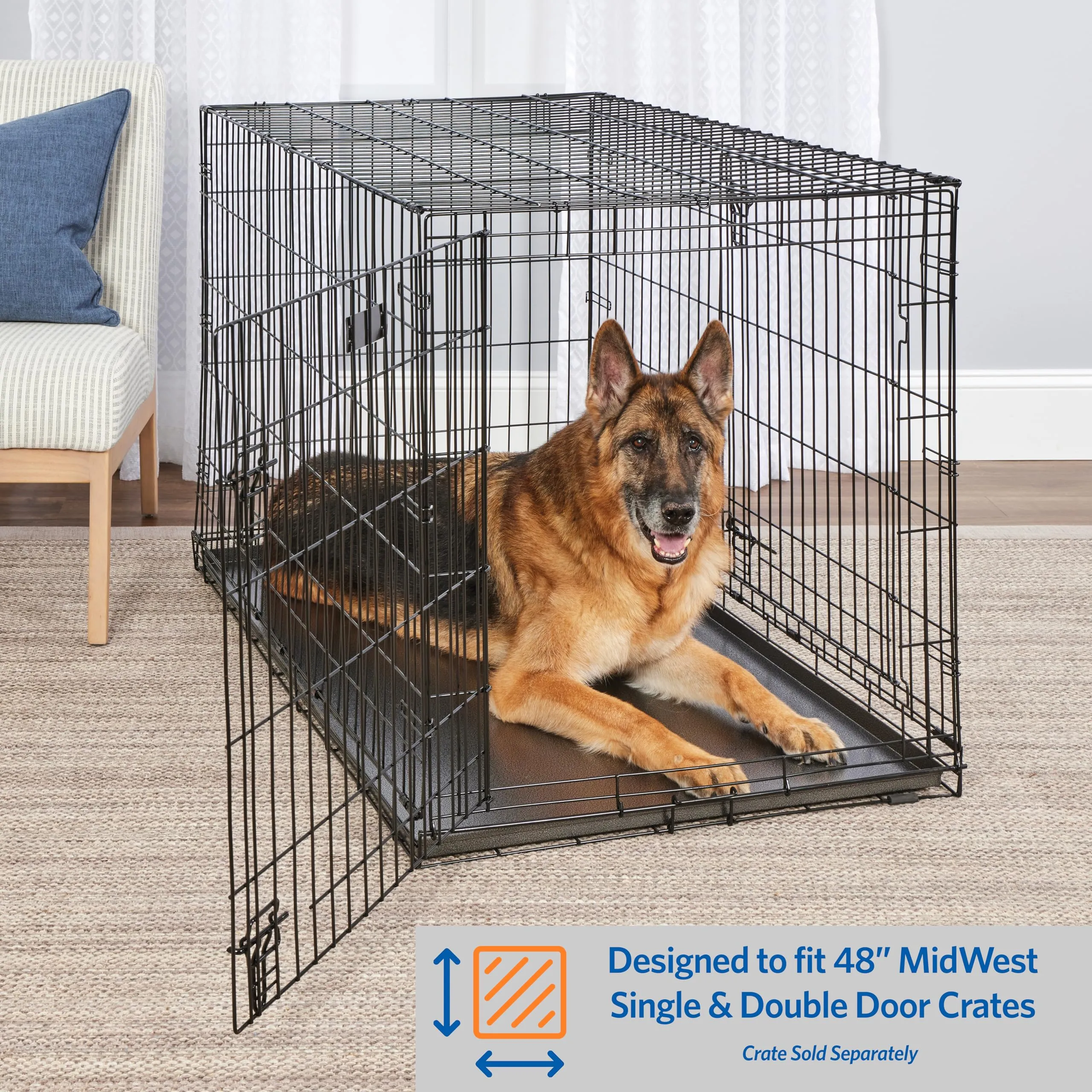 Midwest Folding Dog Crate Replacement Pan for Models 1548 1648 and 1948 - L:46" X W:29" Inches