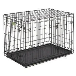 Midwest I-Crate Double Door Metal Folding Dog Crate with Divider Panel - 36" X 23" X 25" Inches