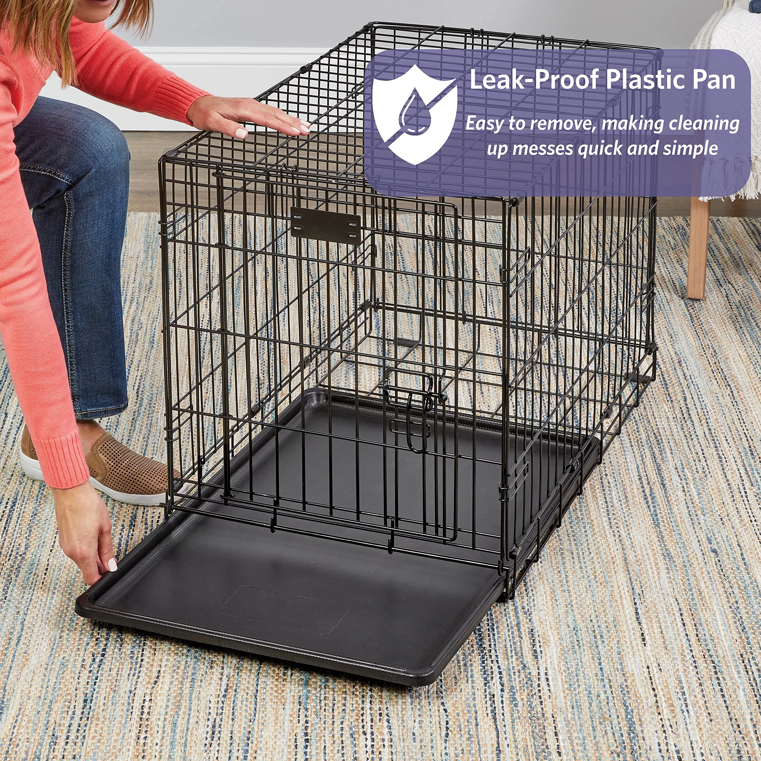 Midwest I-Crate Single Door Metal Folding Dog Crate with Divider Panel - 24" X 18" X 19" Inches
