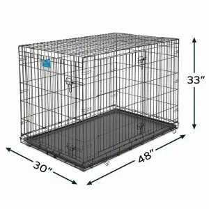 Midwest Lifestages Metal Folding Double Door Dog Crate with Divider - 48" X 30" X 33" Inches