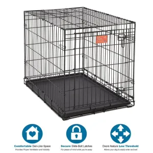 Midwest Lifestages Metal Folding Single Door Dog Crate with Divider - 36" X 24" X 27" Inches