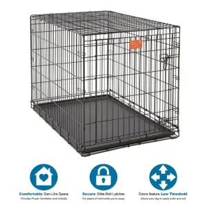 Midwest Lifestages Metal Folding Single Door Dog Crate with Divider - 42" X 28" X 31" Inches