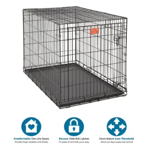 Midwest Lifestages Metal Folding Single Door Dog Crate with Divider - 48" X 30" X 33" Inches
