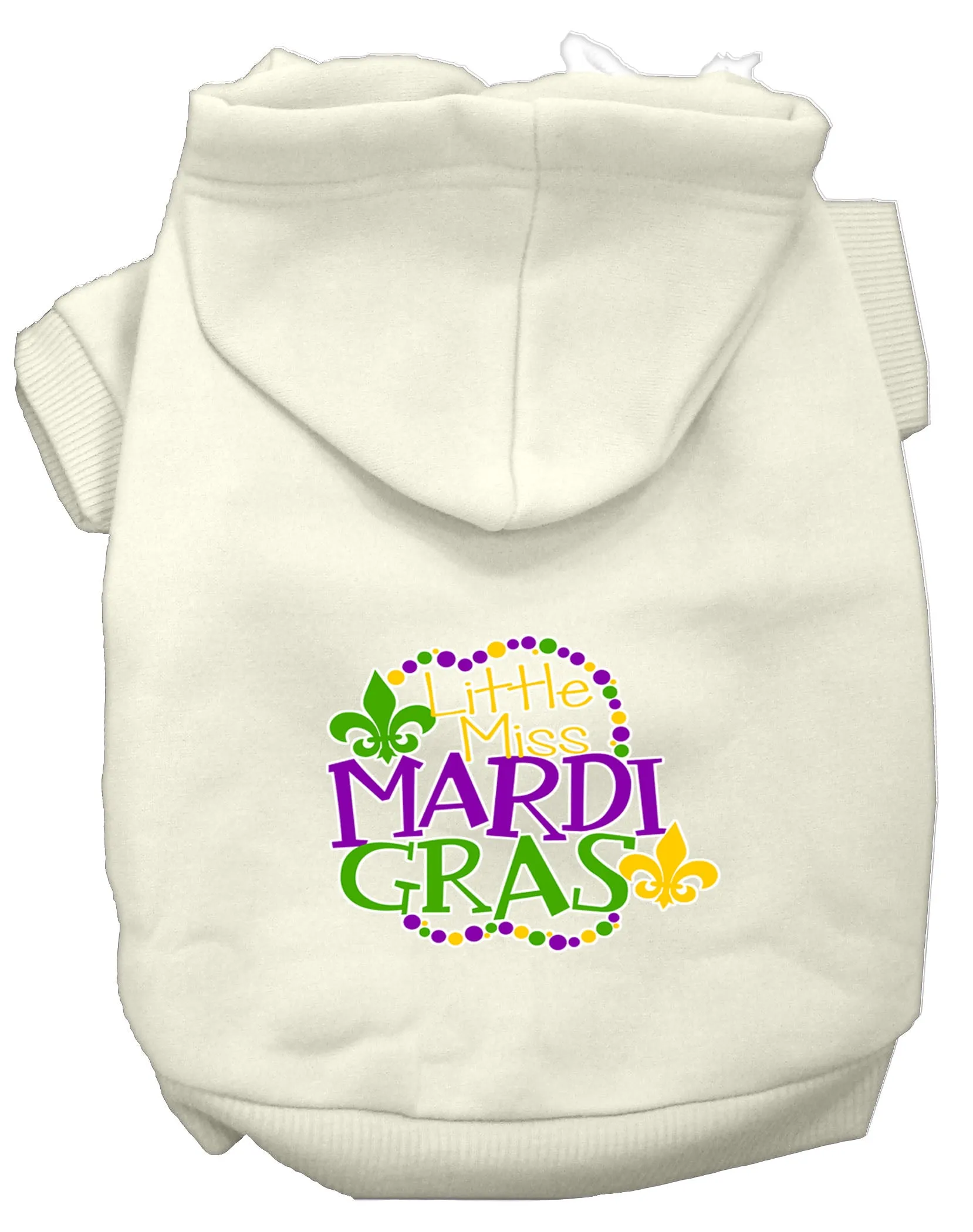 Miss Mardi Gras Screen Print Mardi Gras Dog Hoodie Cream Xxxl