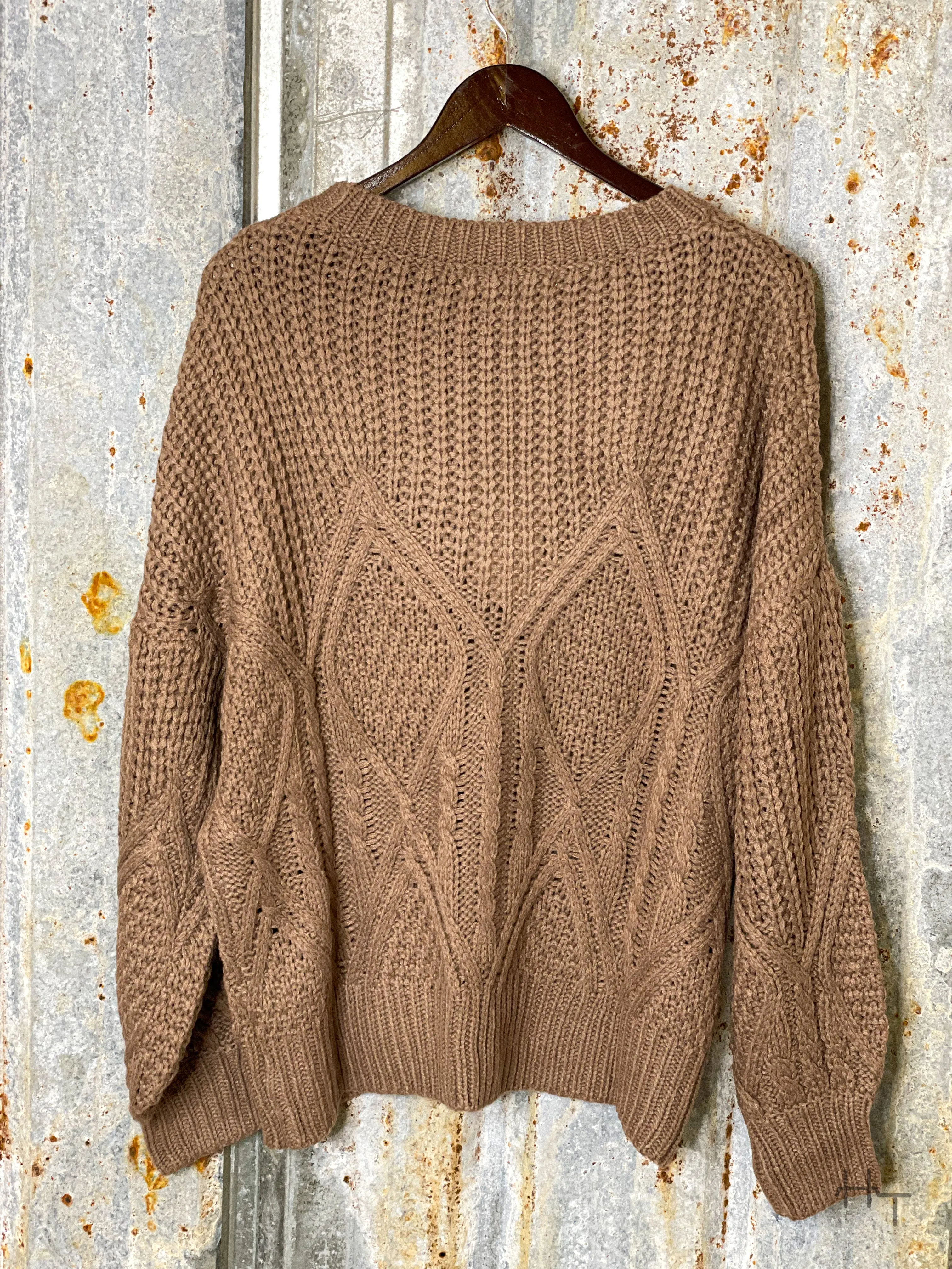 Mocha Cable Knit Sweater