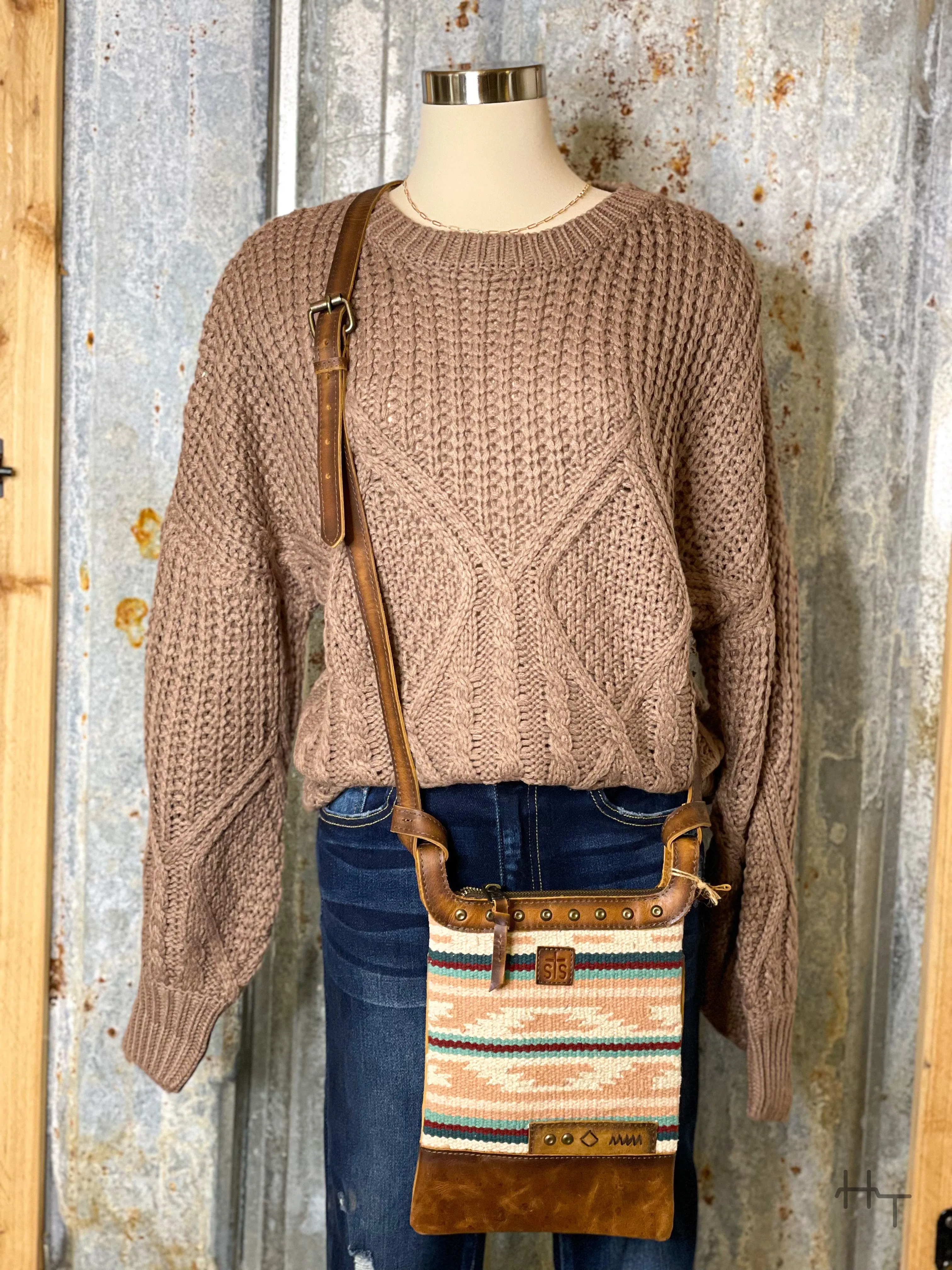 Mocha Cable Knit Sweater