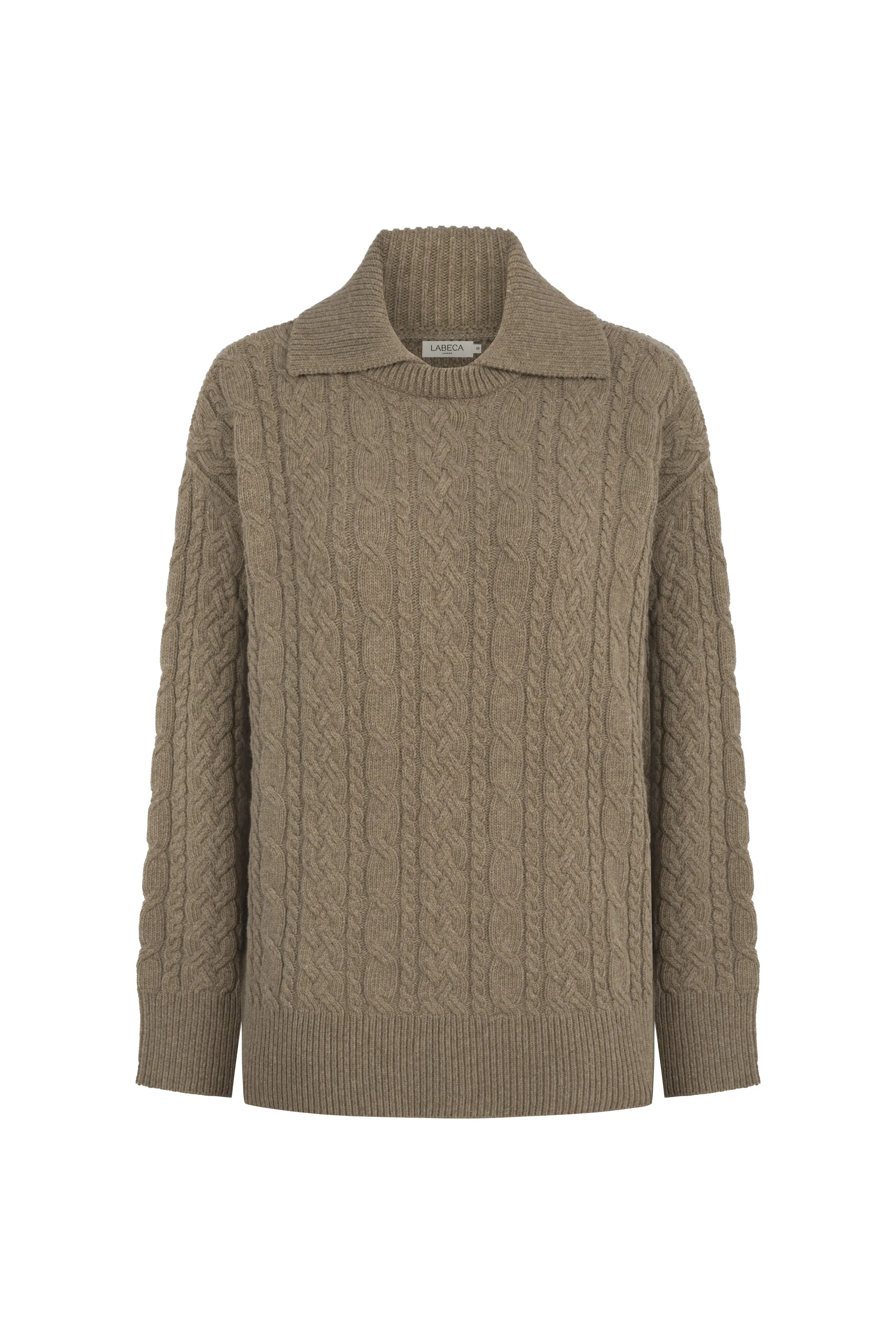 Morgan Coffee Oversized Cable Knit Cashmere-Blend Sweater
