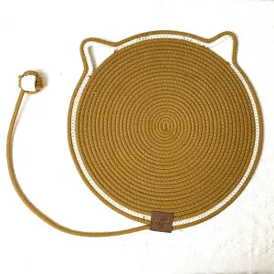 NNEDSZ 3 Pcs Brown Durable Cat Scratching Mat with Attached Toy Ball - Washable and Multi-Functional, Ideal for Cats' Scratching and Sleeping - 50cm Diameter