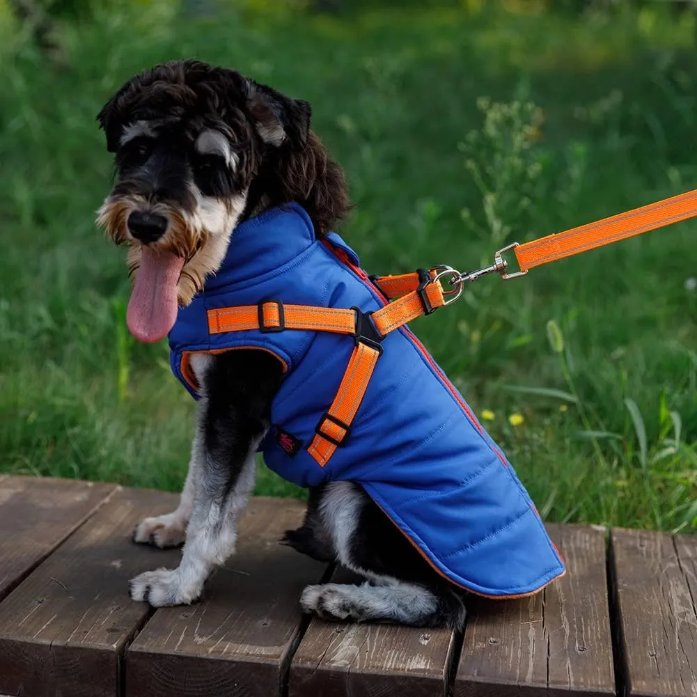 Norbi Pet Warm Jacket Small Dog Vest Harness Wih Leash Puppy Winter 2 in 1 Outfit Cold Weather Coat