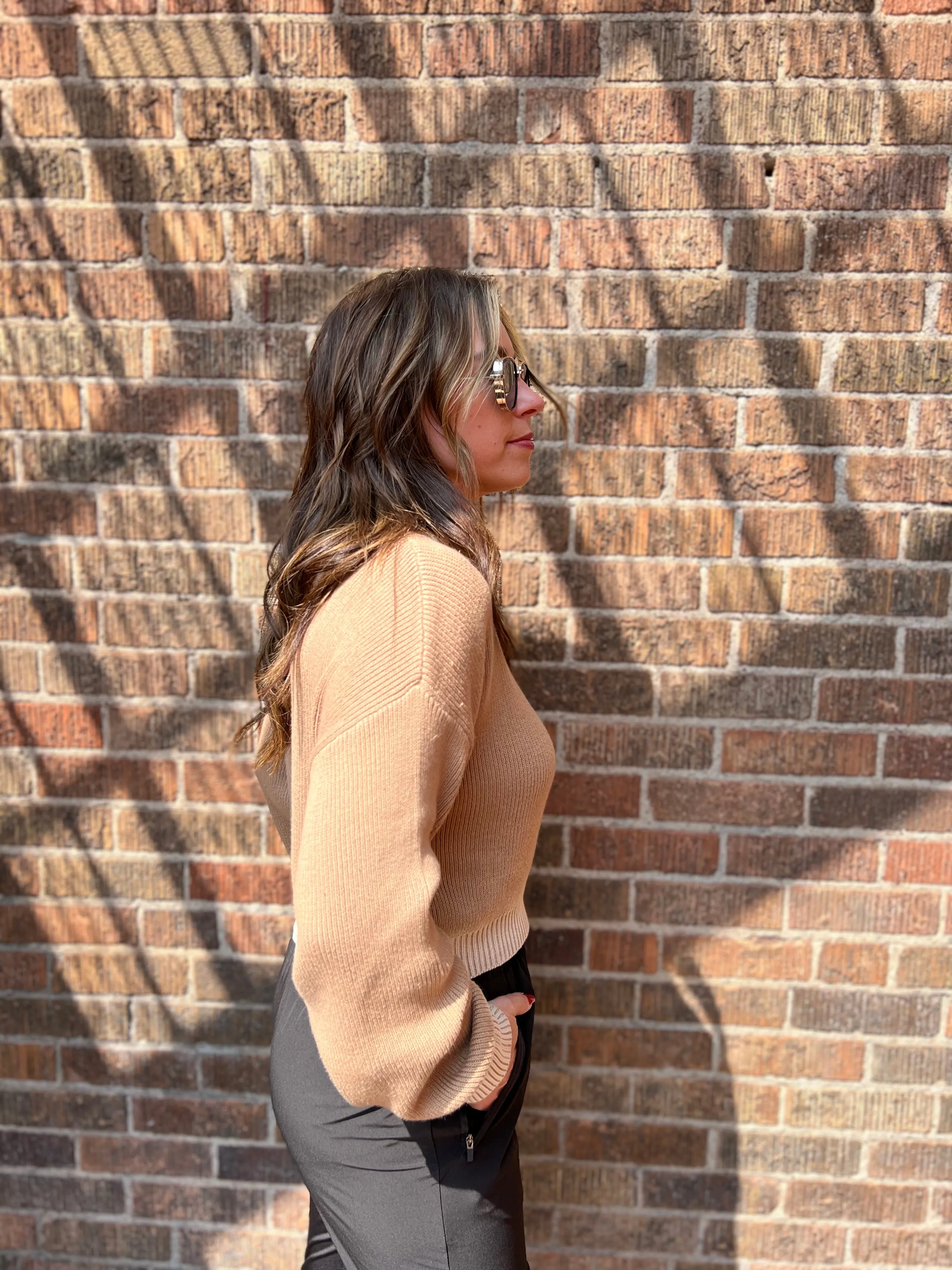 Ombre Ribbed Knit Long Sleeve Top