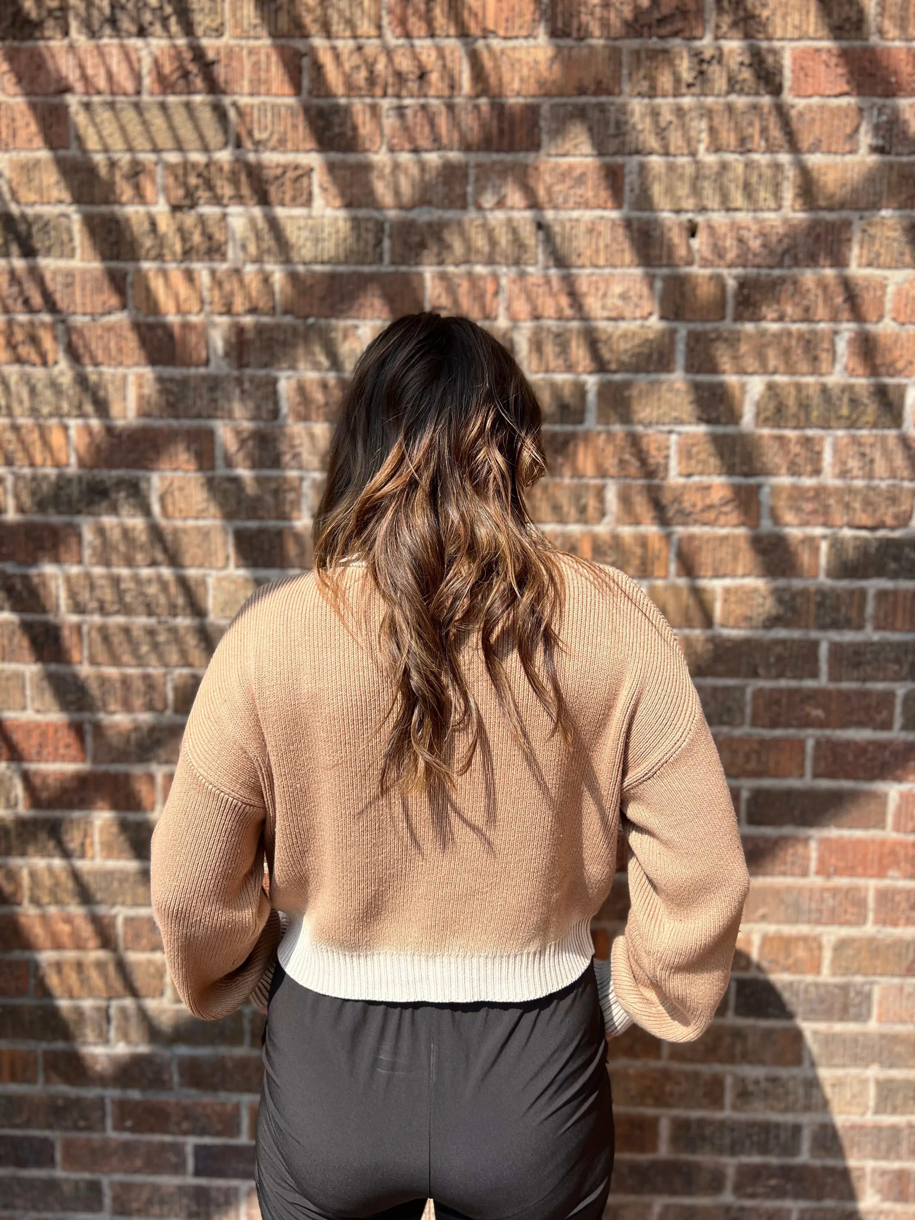 Ombre Ribbed Knit Long Sleeve Top