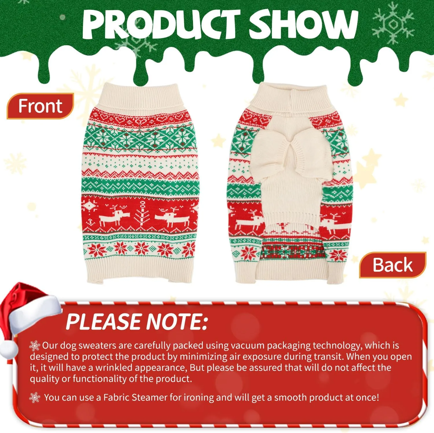 OTOB Cat Ugly Christmas Sweater with Leash Hole, Holiday Warm Turtleneck Puppy Sweaters, Soft Cozy Cat Sweaters for Cats Only, Fall Winter Pet Knitwear, Cute Kitten Sweater Clothes Girls Boys, XS