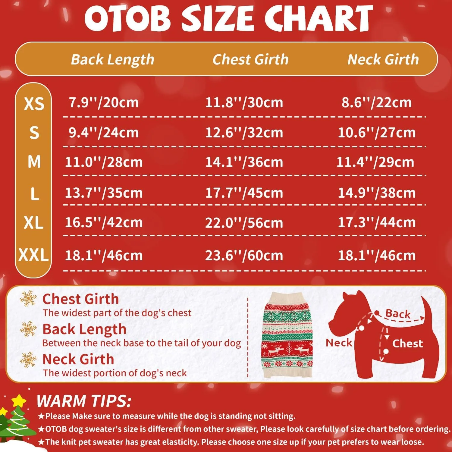 OTOB Cat Ugly Christmas Sweater with Leash Hole, Holiday Warm Turtleneck Puppy Sweaters, Soft Cozy Cat Sweaters for Cats Only, Fall Winter Pet Knitwear, Cute Kitten Sweater Clothes Girls Boys, XS