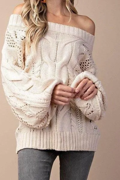 Parker Chunky Cable Knit Sweater (Ivory)