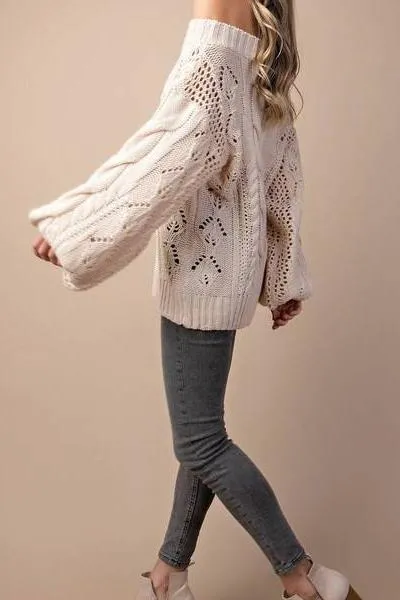Parker Chunky Cable Knit Sweater (Ivory)