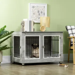 PawHut Dog Crate Furniture Side End Table with Soft Washable Cushion