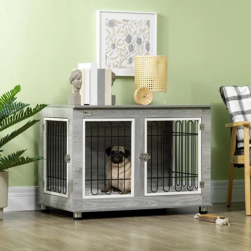 PawHut Dog Crate Furniture Side End Table with Soft Washable Cushion