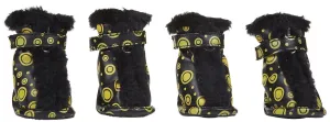Pet Life ® Fur-Comfort 3M Insulated Fashion Fur and PVC Waterproof Winter Dog Boots - Set of 4