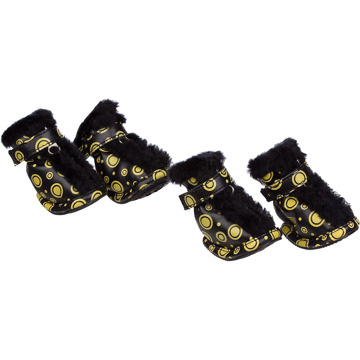 Pet Life ® Fur-Comfort 3M Insulated Fashion Fur and PVC Waterproof Winter Dog Boots - Set of 4