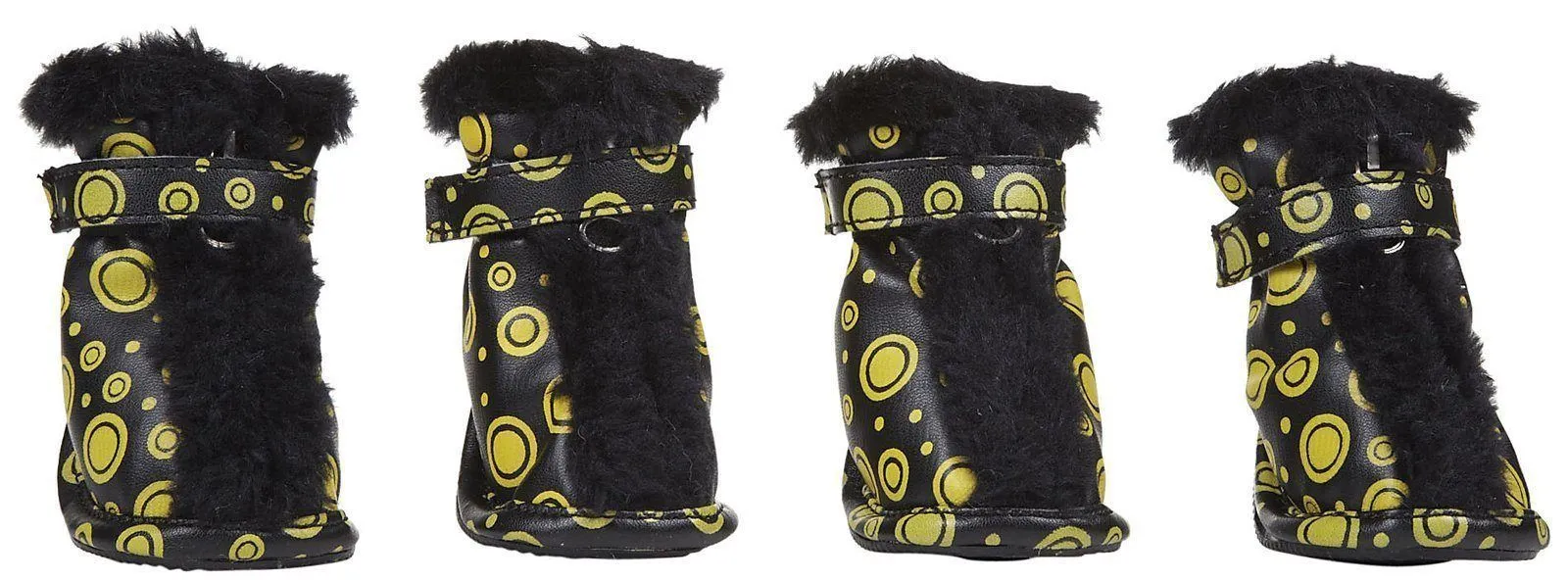 Pet Life ® Fur-Comfort 3M Insulated Fashion Fur and PVC Waterproof Winter Dog Boots - Set of 4