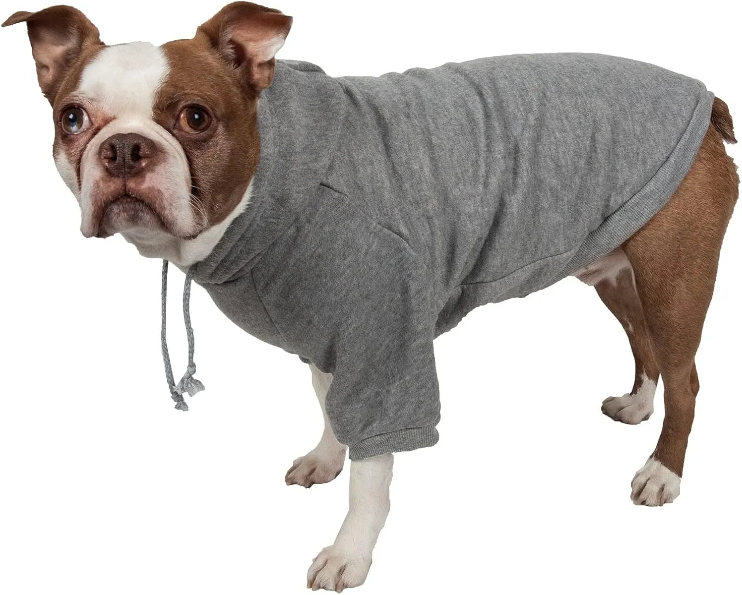 Pet Life  Hooded Dog Sweater Made with Soft and Premium Plush Cotton - Dog Hoodie Pet Sweater Features Hook-and-Loop Closures for Easy Access and Machine Washable Grey