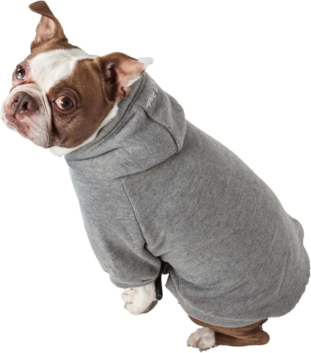 Pet Life  Hooded Dog Sweater Made with Soft and Premium Plush Cotton - Dog Hoodie Pet Sweater Features Hook-and-Loop Closures for Easy Access and Machine Washable Grey