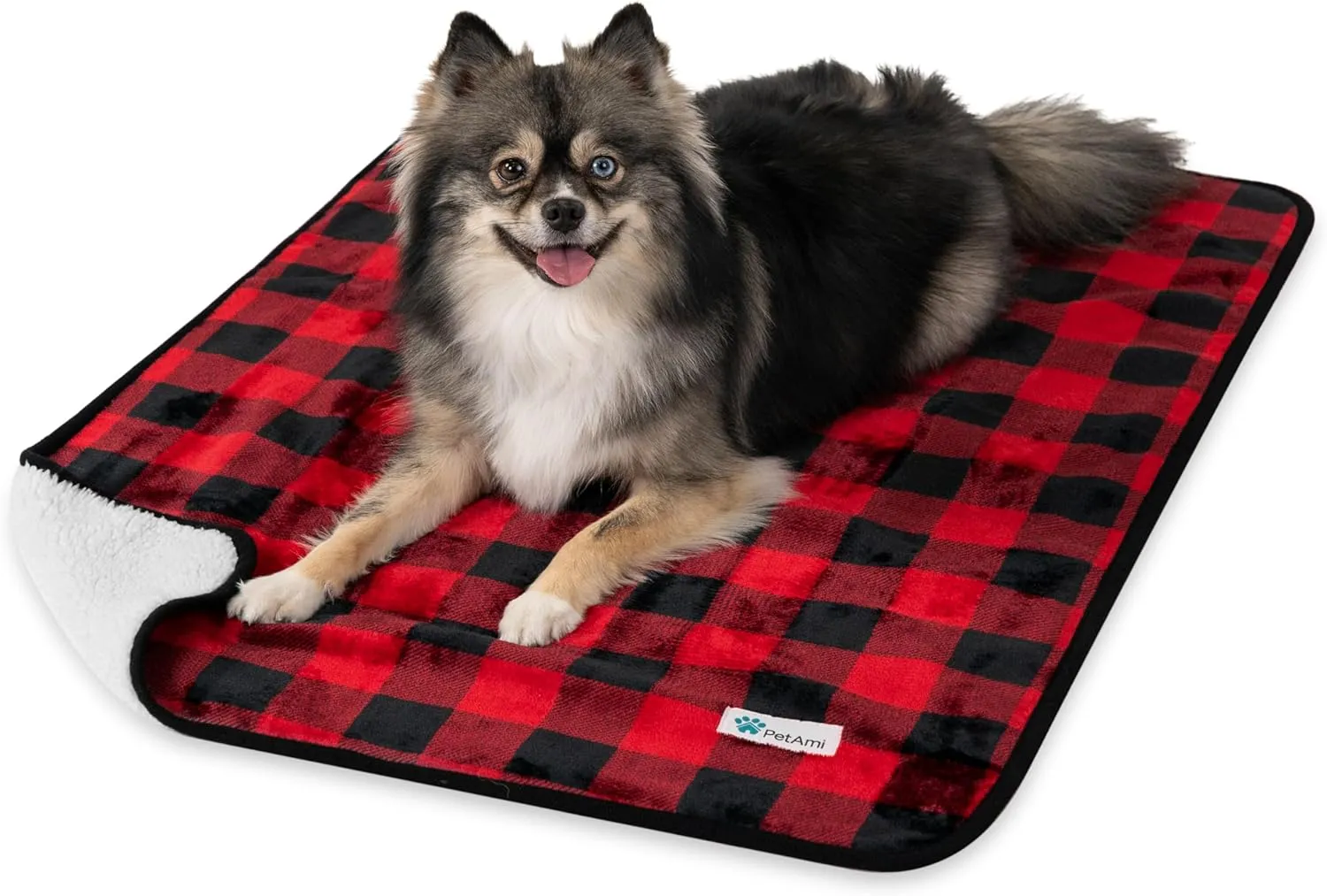 PetAmi Waterproof Dog Blanket for Small Medium Dogs, Pee Proof Pet Blanket for Couch Bed, Reversible Water Proof Blanket for Puppy Indoor Cat, Soft Dog Fleece Blankets Washable, 29x40 Checkered Red