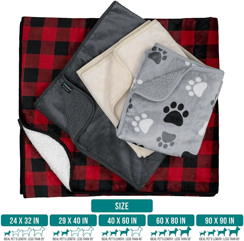 PetAmi Waterproof Dog Blanket Sherpa Fleece, Pet Small Medium Dogs, Reversible Large Cat Throw Bed Couch Sofa Furniture Protector, Soft Plush Microfiber (Medium 29x40, Blue/Gray), Navy/Gray
