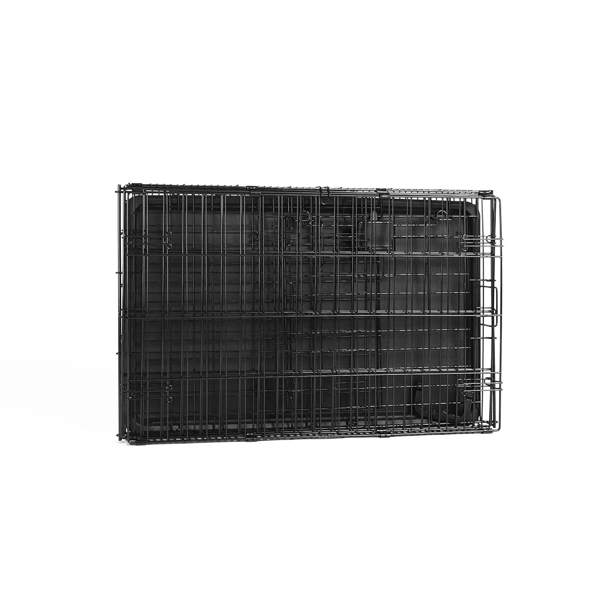 Petcrest Single Door Metal Folding Dog Crate - Black