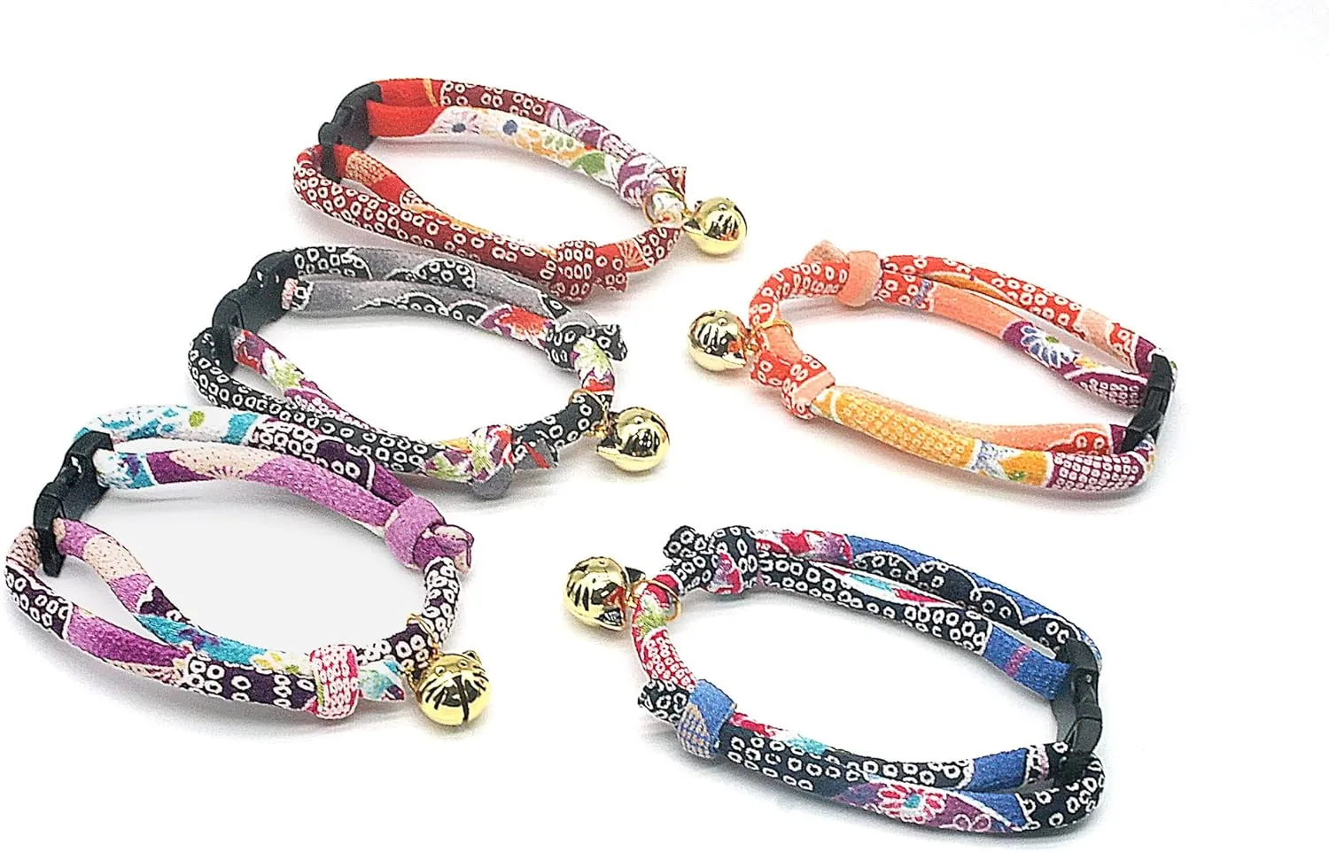 PetSoKoo Cat Collar with Kitty Face Bell. Cute Japan Chirimen Kitten Collar. Soft & Lightweight.
