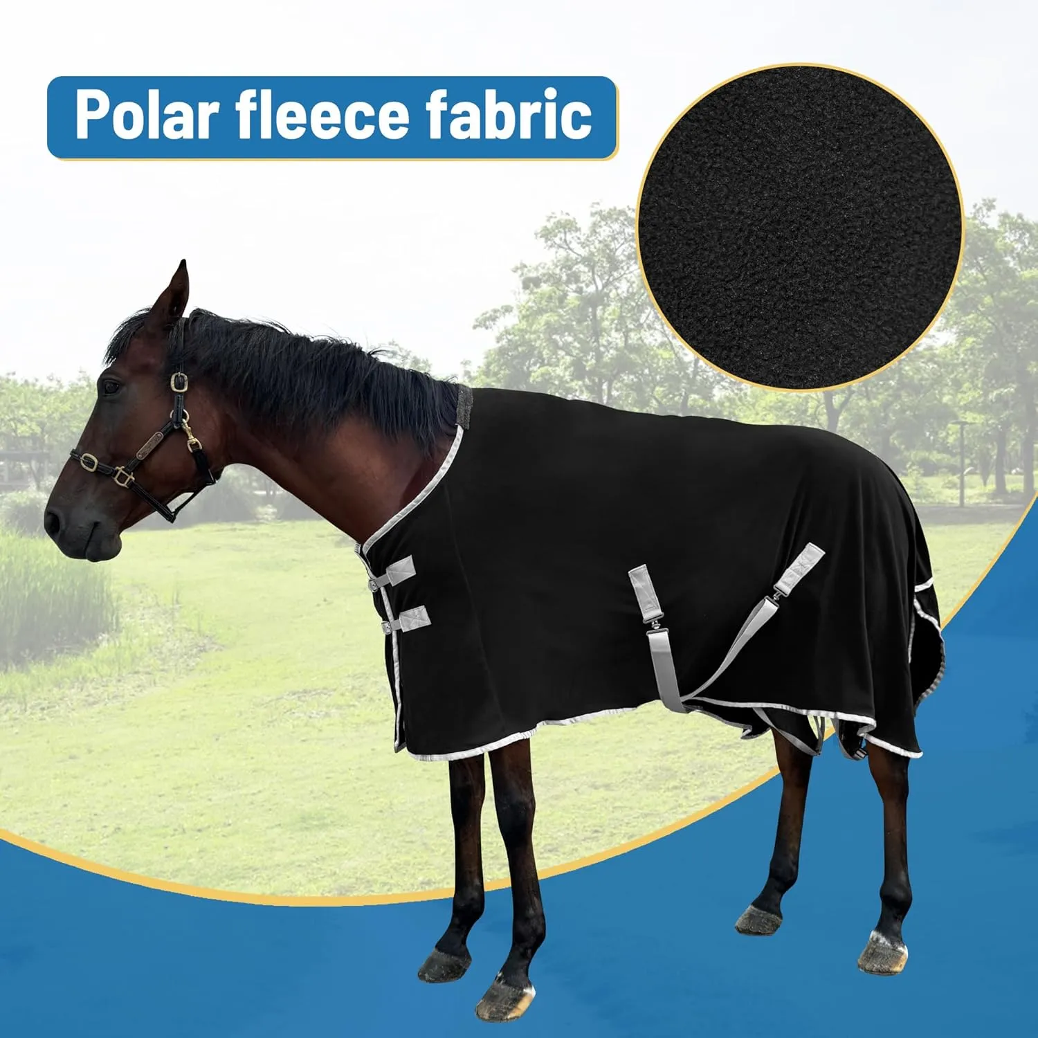 Polar Fleece Horse Exercise Sheet,Winter Blanket, Polar Wool Cooling Blanket (Back Length 78in Horse Height 57in145cm)