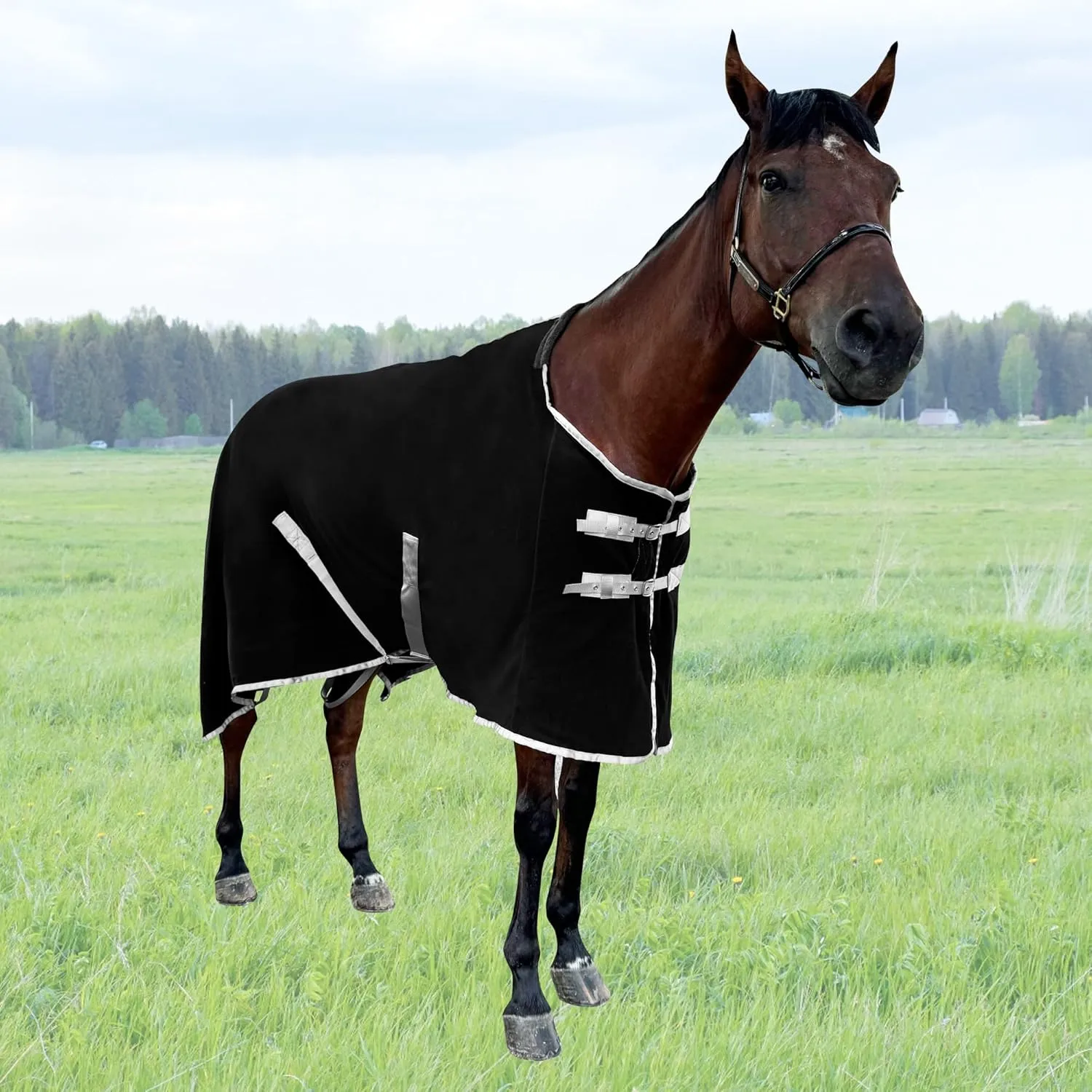 Polar Fleece Horse Exercise Sheet,Winter Blanket, Polar Wool Cooling Blanket (Back Length 78in Horse Height 57in145cm)