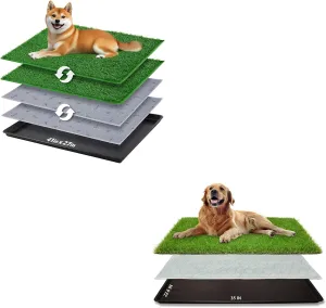 Portable Dog Litter Box 41x27in with 2 Pack Replacement Artificial Grass Patch & Grass Potty Patch 35x22.6''