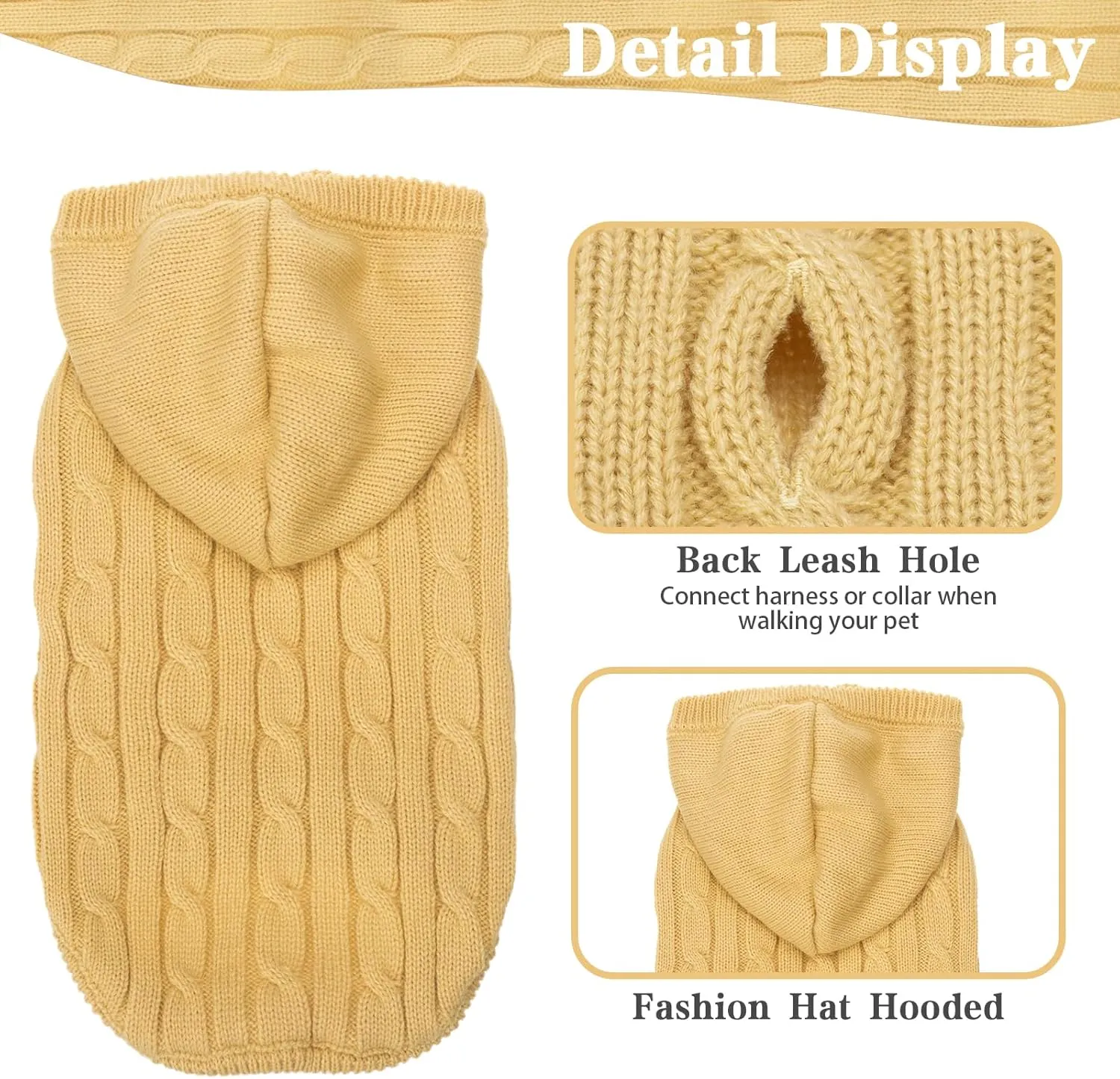 PUPTECK Winter Dog Cat Sweater Coat - Soft Cold Weather Clothes Knitwear for Kitties & Small Dogs Indoor Outdoor Walking Warm, Knitted Classic for Doggies Kitties Girls Boys