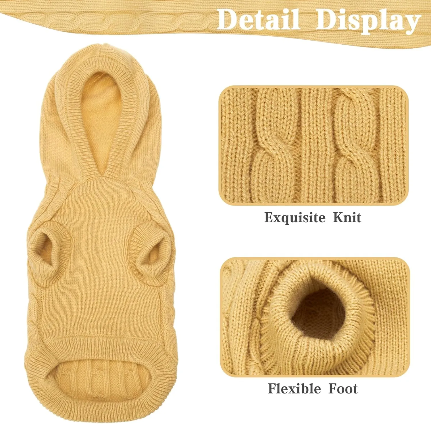 PUPTECK Winter Dog Cat Sweater Coat - Soft Cold Weather Clothes Knitwear for Kitties & Small Dogs Indoor Outdoor Walking Warm, Knitted Classic for Doggies Kitties Girls Boys
