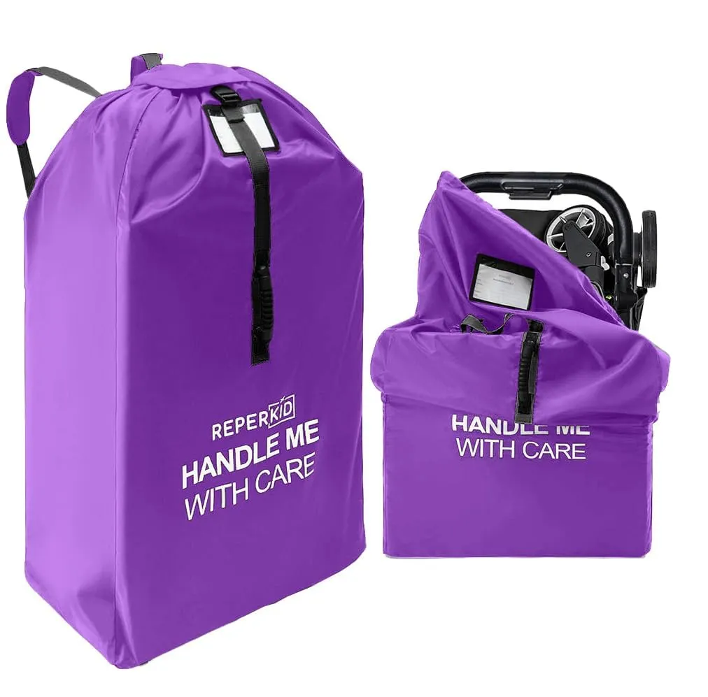 reperkid Large Stroller Bag for Airplane Travel, Purple, 47" H x 24" W x 15" D, Fits Most Large, Single, Double, Jogging Strollers  Premium Waterproof Cover, Adjustable Shoulder Straps