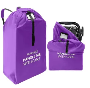 reperkid Large Stroller Bag for Airplane Travel, Purple, 47" H x 24" W x 15" D, Fits Most Large, Single, Double, Jogging Strollers  Premium Waterproof Cover, Adjustable Shoulder Straps