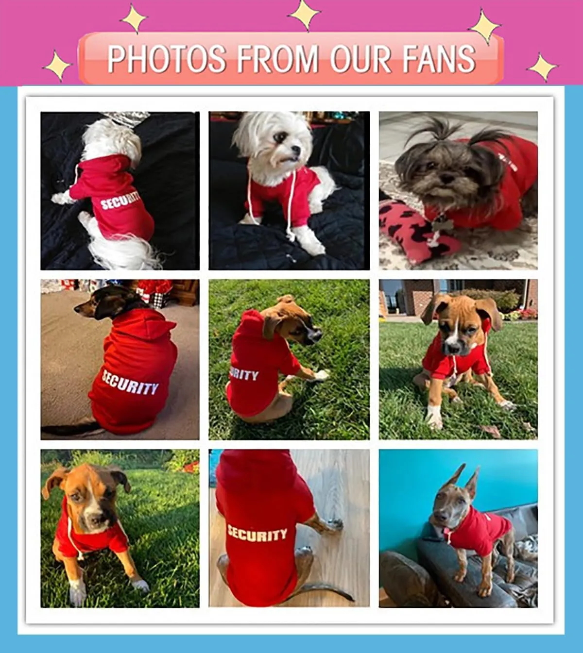 Security Dog Hoodies Dog Clothes Apparel Winter Sweatshirt Warm Sweater Cotton Puppy Small Dog Hoodie for Small Dog Medium Large Dog Cat (Magenta, S)